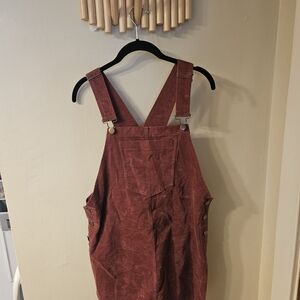 Forever 21 Brick Rust Corduroy Overall Dress